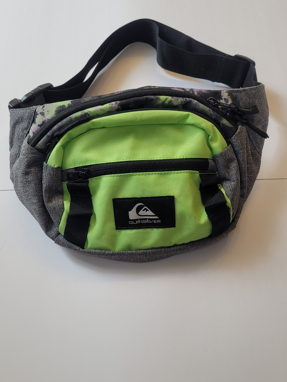 Quiksilver Lime Green and Gray Waist Bag with Black Accents